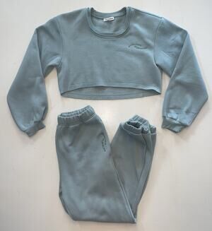 For Love & Lemons Women Small For Love & Leisure Blue Green Sweat Pant Set Josie